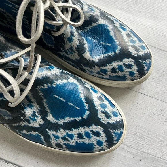 RARE Del Toro Blue Printed Leather Chukka Sneaker Size 11 - Picture 6 of 10